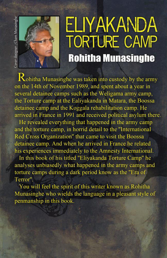 Back cover of 'Eliyakanda Torture Camp'